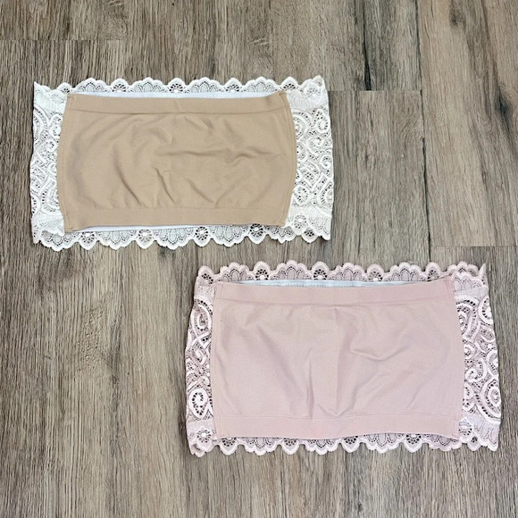 Free People Lace Bandeau Bra Set of 2-White/Pink-Women’s XS/S-Feminine-Girly-NEW - Picture 3 of 4